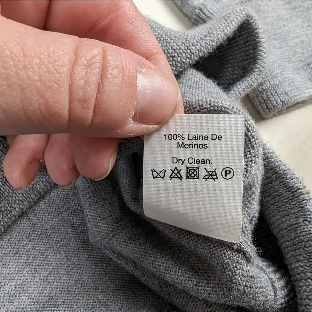 J. Crew Men's Gray 100% Merino Wool High Neck‎ 1/4 Zip Pullover Sweater